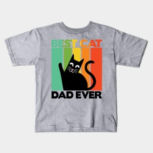 Best Cat Dad Ever Retro Vintage Daddy Gift Cats Kids T-Shirt